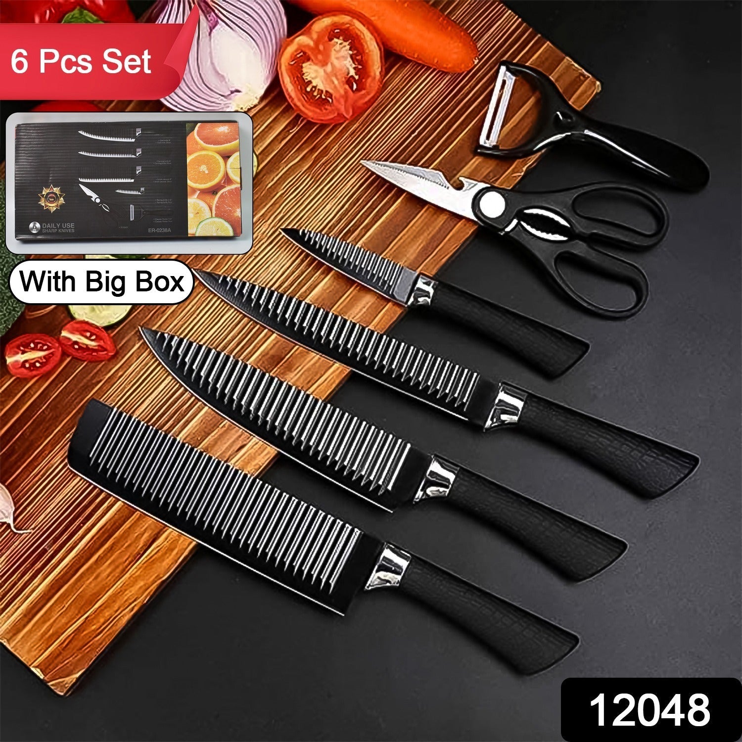 Stainless Steel Knife Set With Chef Peeler And Scissor (6 Pieces) Stainless Steel Knife Set With Chef Peeler And Scissor (6 Pieces)